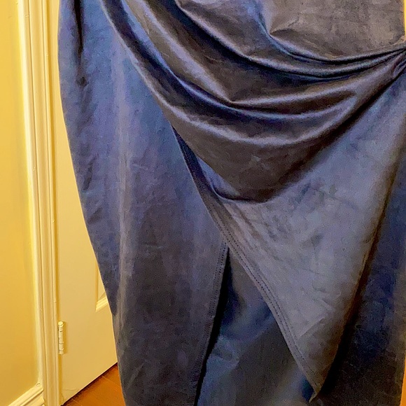 NWT Sexy fashionnova suede blue vneck dress w slit - Picture 8 of 12